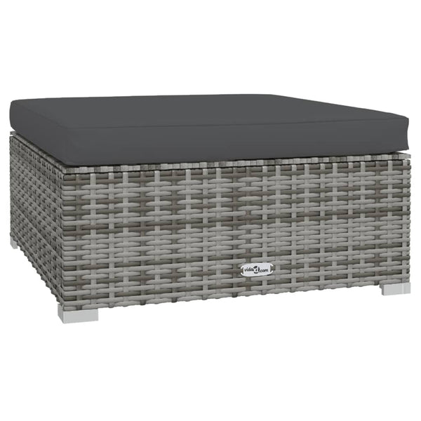 9-tlg. Garten-Lounge-Set mit Kissen Poly Rattan Grau