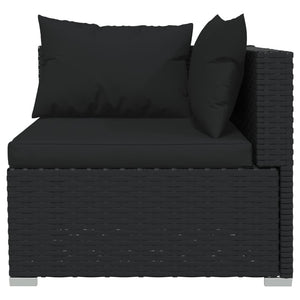 7-tlg. Garten-Lounge-Set mit Kissen Poly Rattan Schwarz