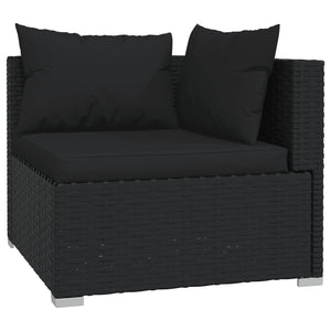 10-tlg. Garten-Lounge-Set mit Kissen Poly Rattan Schwarz