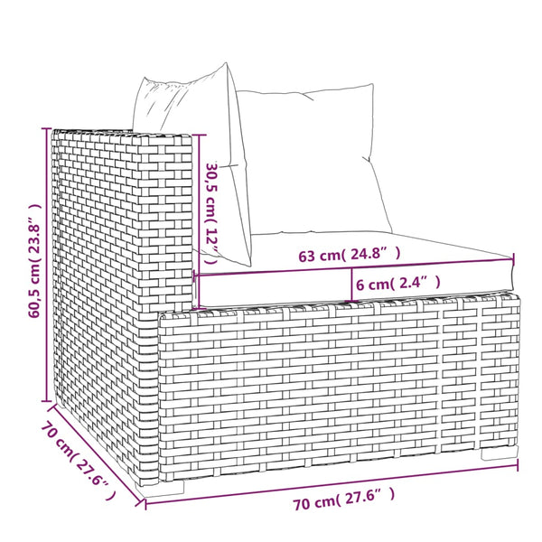 10-tlg. Garten-Lounge-Set mit Kissen Poly Rattan Schwarz