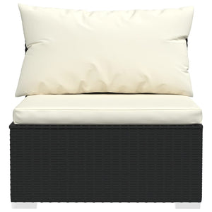 11-tlg. Garten-Lounge-Set mit Kissen Poly Rattan Schwarz