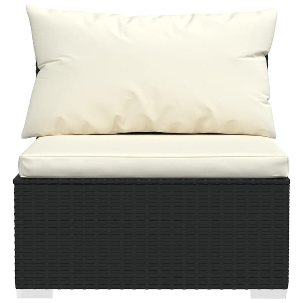 11-tlg. Garten-Lounge-Set mit Kissen Poly Rattan Schwarz