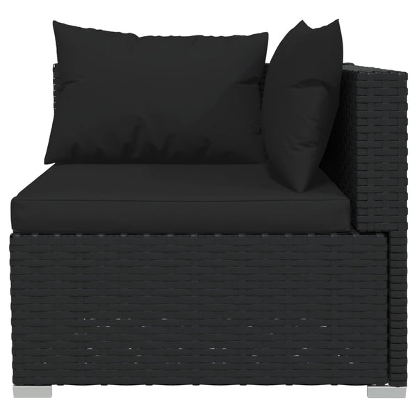 11-tlg. Garten-Lounge-Set mit Kissen Poly Rattan Schwarz