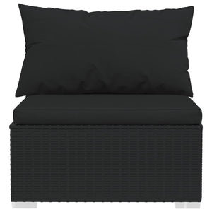 10-tlg. Garten-Lounge-Set mit Kissen Poly Rattan Schwarz