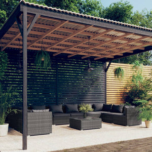 11-tlg. Garten-Lounge-Set mit Kissen Poly Rattan Grau