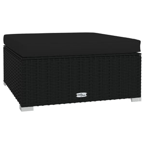 9-tlg. Garten-Lounge-Set mit Kissen Schwarz Poly Rattan