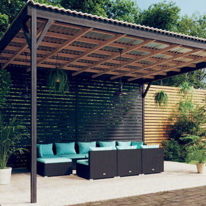 10-tlg. Garten-Lounge-Set mit Kissen Schwarz Poly Rattan
