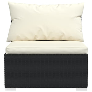 10-tlg. Garten-Lounge-Set mit Kissen Schwarz Poly Rattan