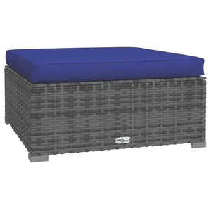 11-tlg. Garten-Lounge-Set mit Kissen Grau Poly Rattan