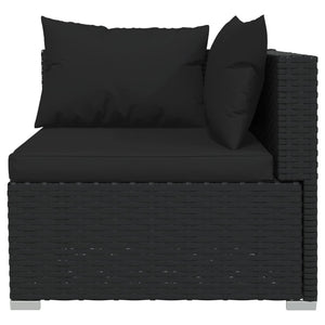 10-tlg. Garten-Lounge-Set mit Kissen Schwarz Poly Rattan