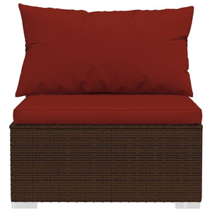 12-tlg. Garten-Lounge-Set mit Kissen Braun Poly Rattan