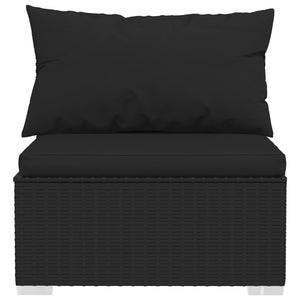 12-tlg. Garten-Lounge-Set mit Kissen Schwarz Poly Rattan