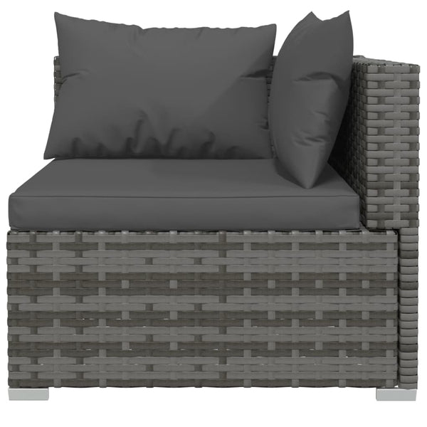 12-tlg. Garten-Lounge-Set mit Kissen Grau Poly Rattan