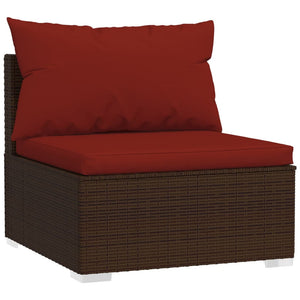 13-tlg. Garten-Lounge-Set mit Kissen Braun Poly Rattan