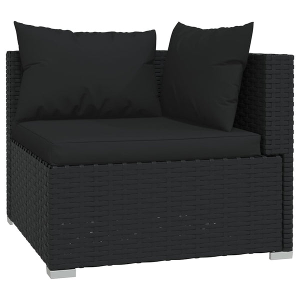 13-tlg. Garten-Lounge-Set mit Kissen Schwarz Poly Rattan
