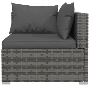 13-tlg. Garten-Lounge-Set mit Kissen Grau Poly Rattan