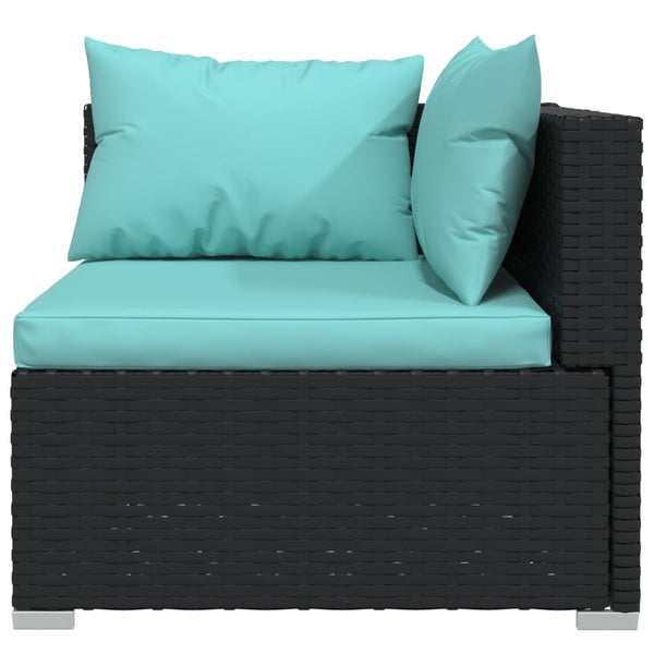 14-tlg. Garten-Lounge-Set mit Kissen Schwarz Poly Rattan