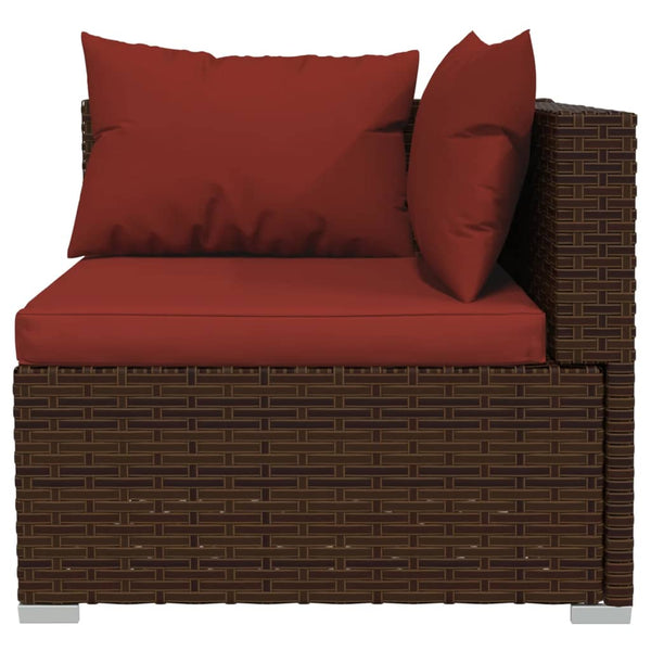 14-tlg. Garten-Lounge-Set mit Kissen Braun Poly Rattan