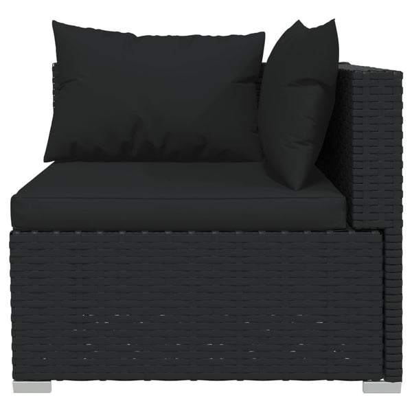 13-tlg. Garten-Lounge-Set mit Kissen Schwarz Poly Rattan