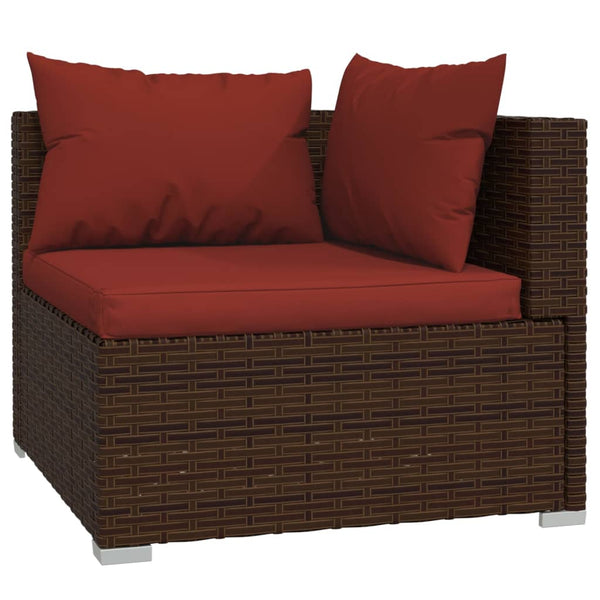 13-tlg. Garten-Lounge-Set mit Kissen Braun Poly Rattan