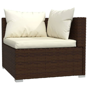 4-tlg. Garten-Lounge-Set mit Kissen Poly Rattan Braun