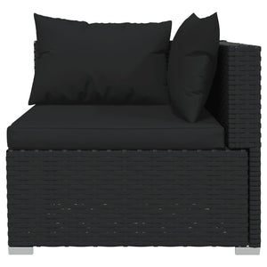 7-tlg. Garten-Lounge-Set mit Kissen Poly Rattan Schwarz