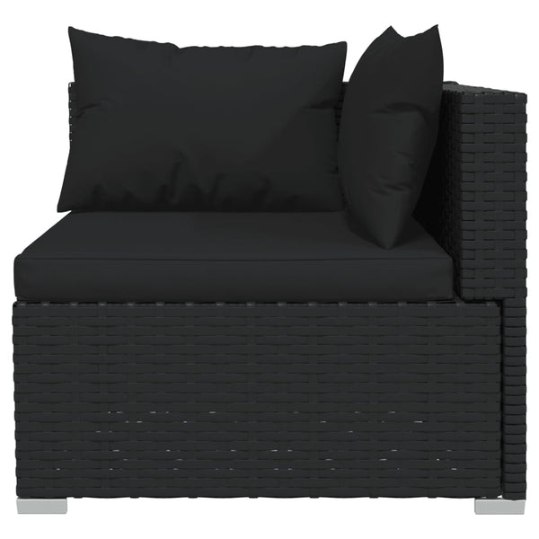7-tlg. Garten-Lounge-Set mit Kissen Poly Rattan Schwarz