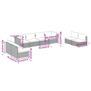 8-tlg. Garten-Lounge-Set mit Kissen Poly Rattan Schwarz