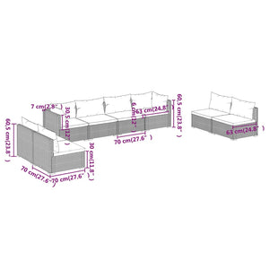 8-tlg. Garten-Lounge-Set mit Kissen Poly Rattan Schwarz