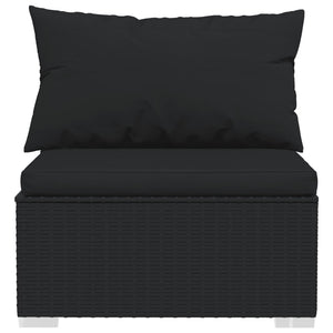 9-tlg. Garten-Lounge-Set mit Kissen Poly Rattan Schwarz