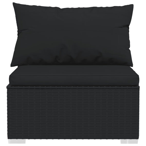 9-tlg. Garten-Lounge-Set mit Kissen Poly Rattan Schwarz
