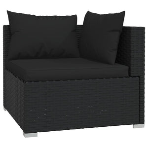 8-tlg. Garten-Lounge-Set mit Kissen Schwarz Poly Rattan