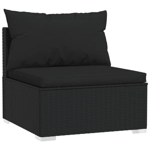 8-tlg. Garten-Lounge-Set mit Kissen Schwarz Poly Rattan