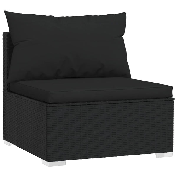 8-tlg. Garten-Lounge-Set mit Kissen Schwarz Poly Rattan