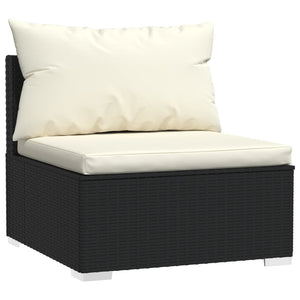 9-tlg. Garten-Lounge-Set mit Kissen Schwarz Poly Rattan