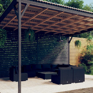 10-tlg. Garten-Lounge-Set mit Kissen Poly Rattan Schwarz