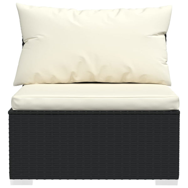 11-tlg. Garten-Lounge-Set mit Kissen Poly Rattan Schwarz