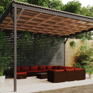 13-tlg. Garten-Lounge-Set mit Kissen Poly Rattan Braun