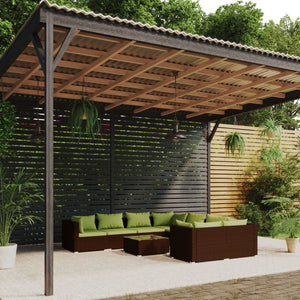 9-tlg. Garten-Lounge-Set mit Kissen Poly Rattan Braun