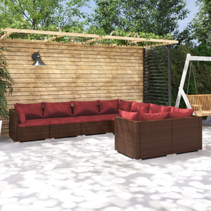 8-tlg. Garten-Lounge-Set mit Kissen Poly Rattan Braun