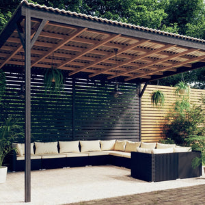 10-tlg. Garten-Lounge-Set mit Kissen Poly Rattan Schwarz