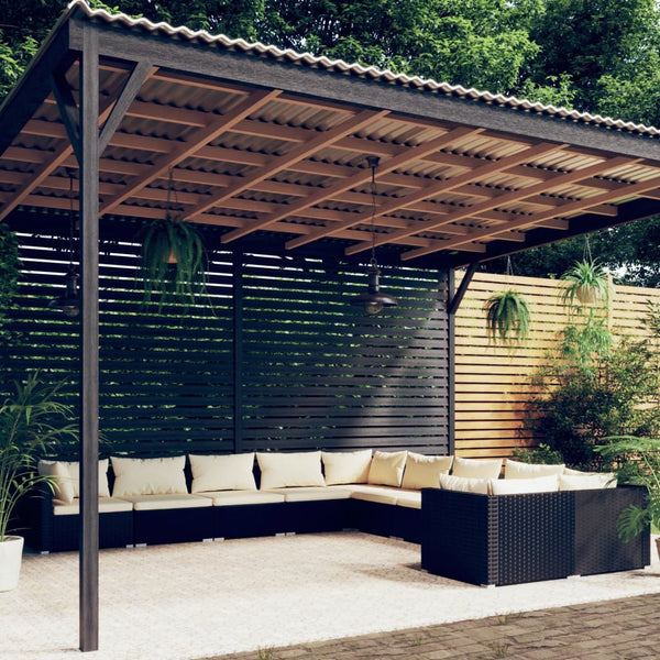 10-tlg. Garten-Lounge-Set mit Kissen Poly Rattan Schwarz
