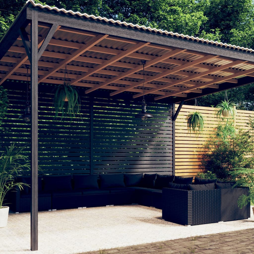10-tlg. Garten-Lounge-Set mit Kissen Poly Rattan Schwarz