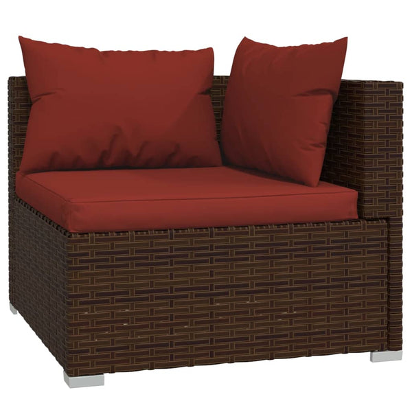 11-tlg. Garten-Lounge-Set mit Kissen Poly Rattan Braun