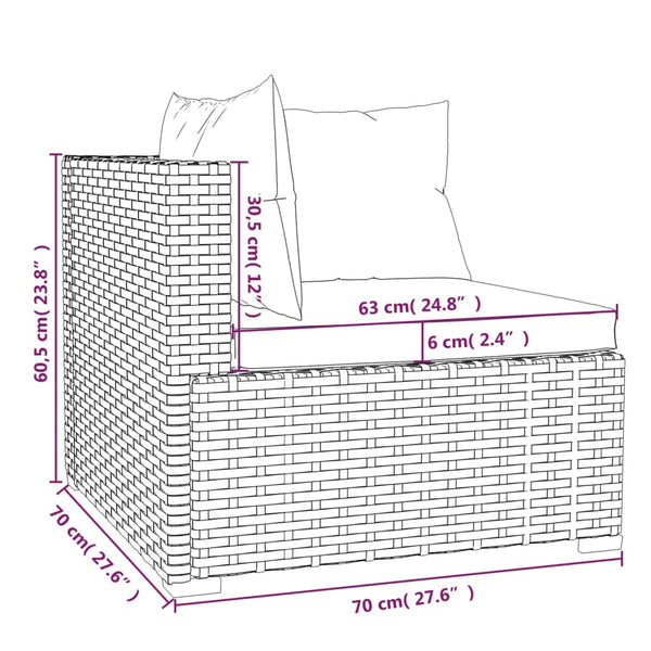 13-tlg. Garten-Lounge-Set mit Kissen Schwarz Poly Rattan