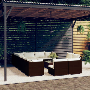 13-tlg. Garten-Lounge-Set mit Kissen Braun Poly Rattan