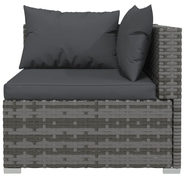 13-tlg. Garten-Lounge-Set mit Kissen Grau Poly Rattan