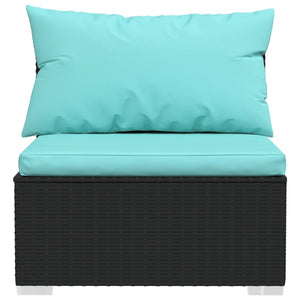 14-tlg. Garten-Lounge-Set mit Kissen Schwarz Poly Rattan