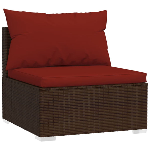 14-tlg. Garten-Lounge-Set mit Kissen Braun Poly Rattan