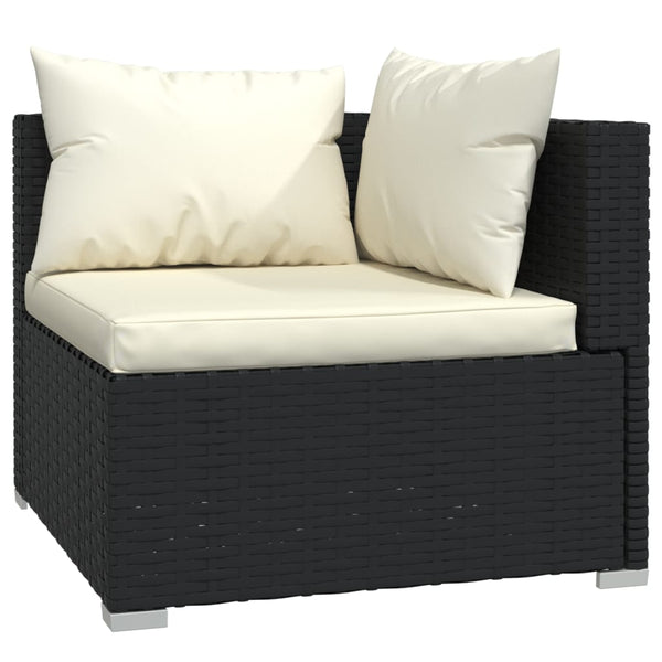 11-tlg. Garten-Lounge-Set mit Kissen Schwarz Poly Rattan